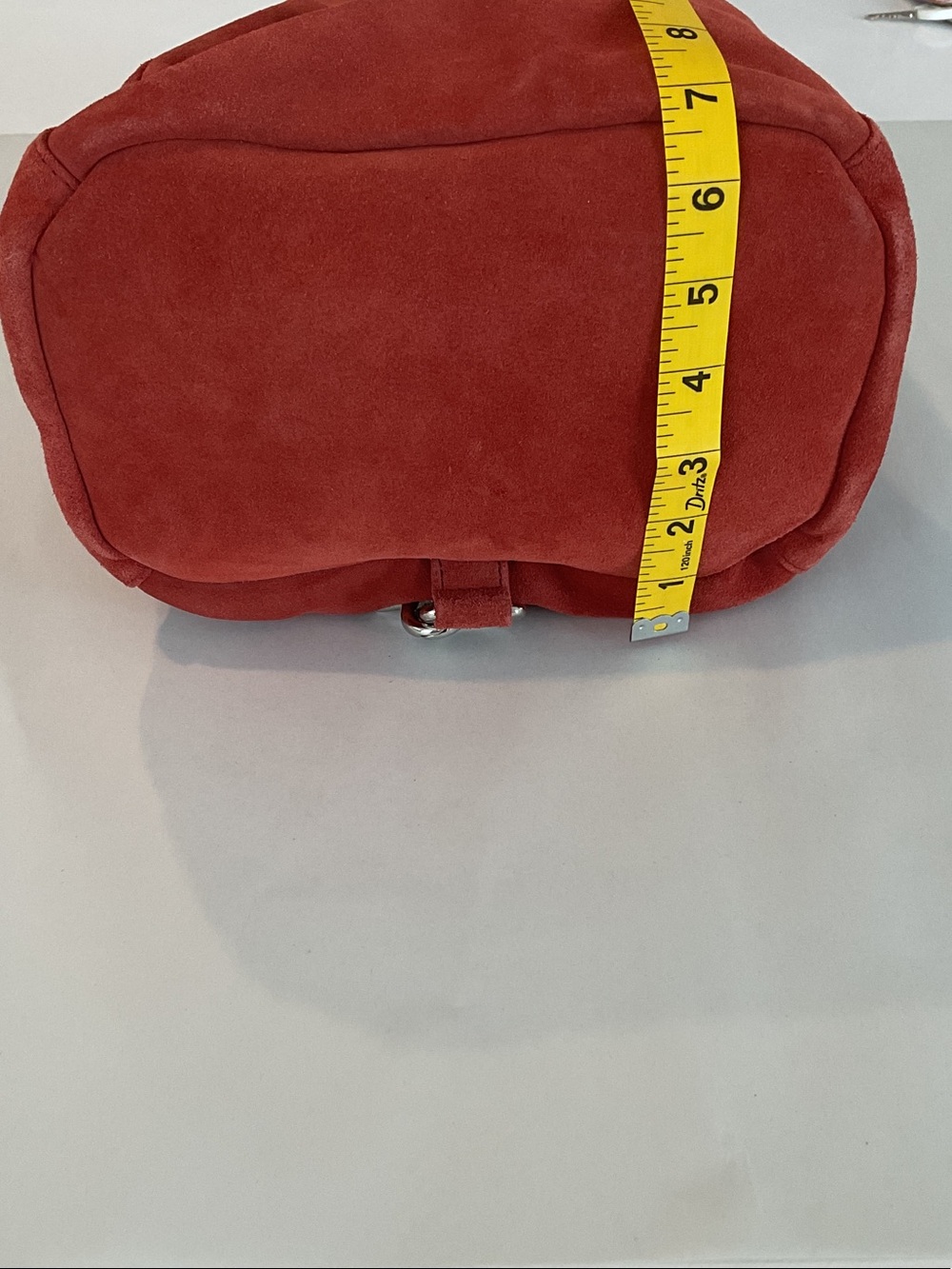 NWT Urban Outfitters Suede Drawstring Hobo Bag in Coral - Picture 13 of 16